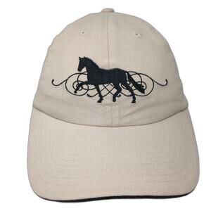 Saddlebred Horse Slideback Baseball Cap Beige One Size Embroidered 6 Panel Big X